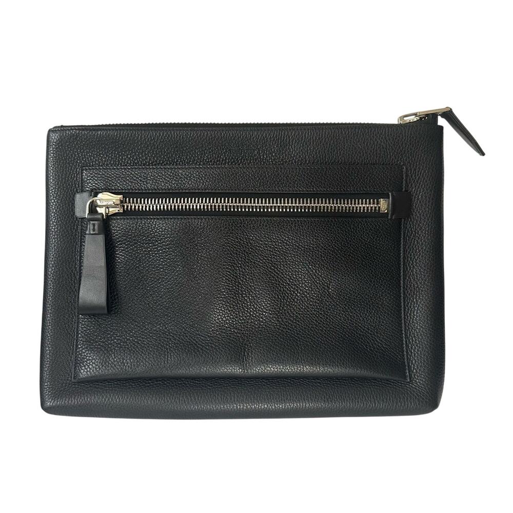 Tom Ford Buckley Portfolio Clutch Man Bag Black Pebbled Leather Extremely Rare